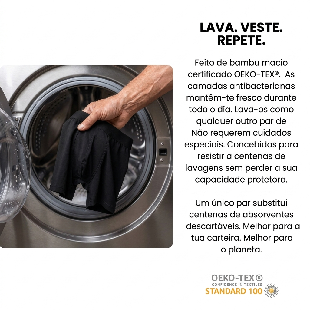 Boxers Absorventes para Homem – Proteção Discreta Durante Todo o Dia